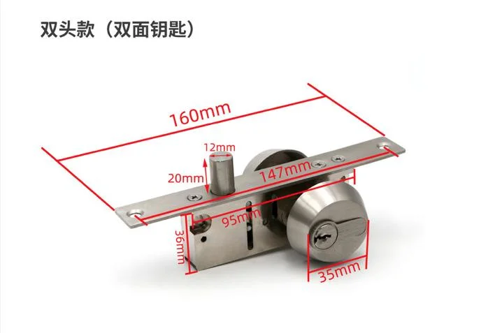 Double Cylinder Stainless Steel Floor Metal Glass Door Lock