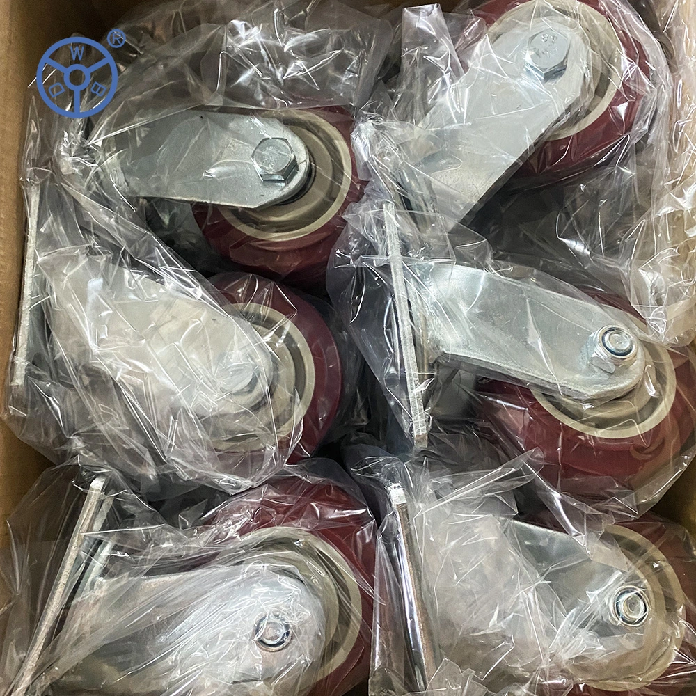 4 5 6 8 Inch PVC/PU Heavy Duty Industrial PP Plastic Core Swivel Plate Caster Wheel with Brake for Trolley Ruedas Pesadas